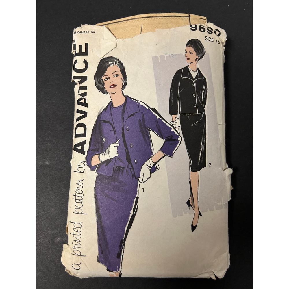 Vintage 60's‎ Advance 9690 Sewing Pattern Women Size 16 Three-Piece Suit